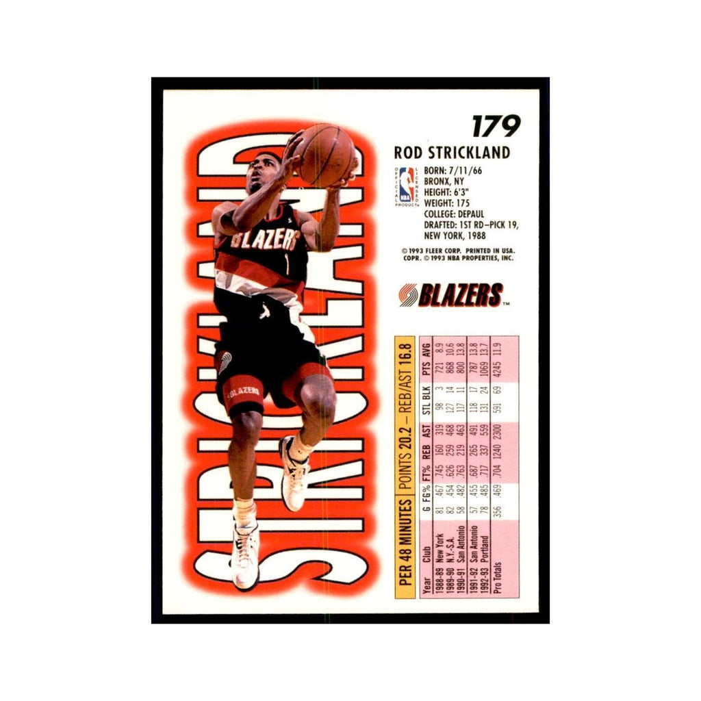 1993 Fleer Rod Strickland Basketball Cards #179