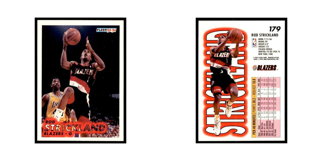 1993 Fleer Rod Strickland Basketball Cards #179