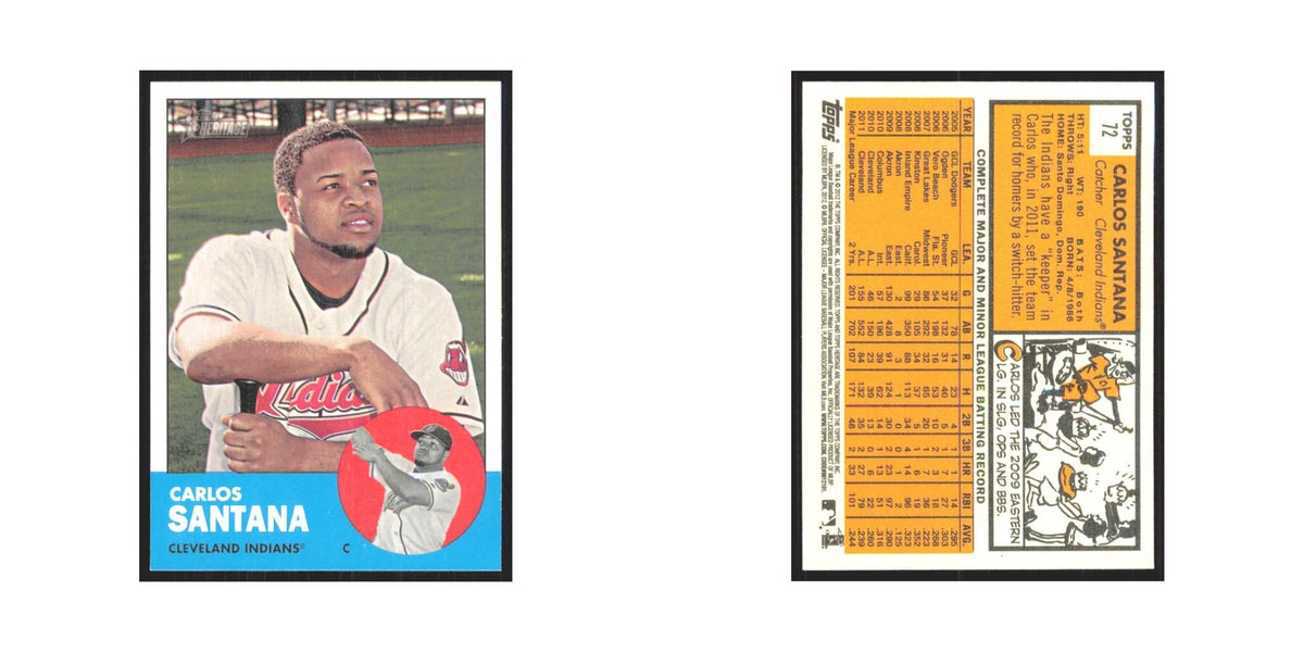 Carlos Santana 2012 Topps Heritage #72 Cleveland Indians Baseball Card NM