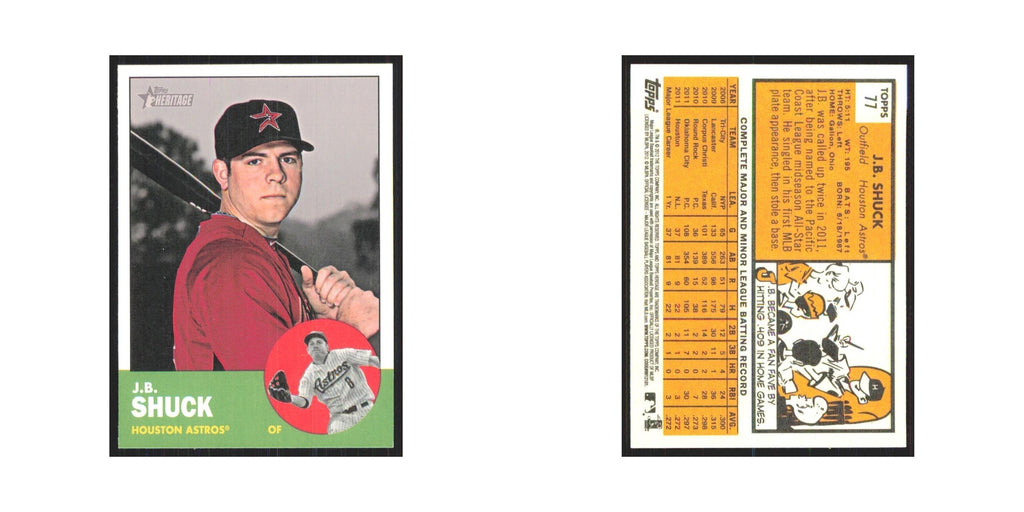 J.B. Shuck 2012 Topps Heritage #77 Houston Astros Baseball Card NM