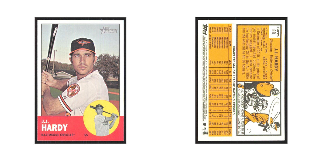 J.J. Hardy 2012 Topps Heritage #88 Baltimore Orioles Baseball Card NM