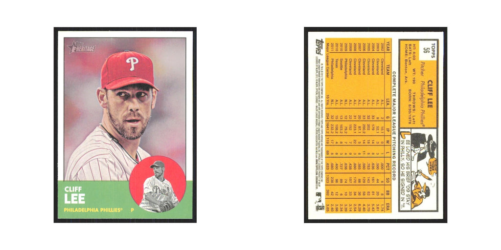Cliff Lee 2012 Topps Heritage #56A Philadelphia Phillies Baseball Card NM