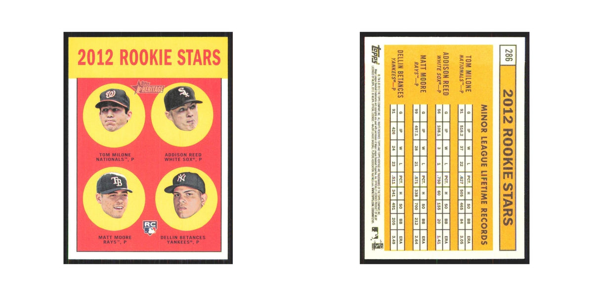 Tom Milone Addison Reed Matt Moore Dellin Betances Rookie 2012 #286 NM