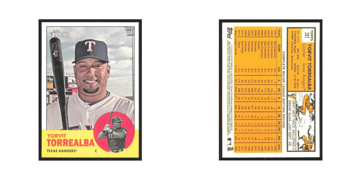 Yorvit Torrealba 2012 Topps Heritage #287 Texas Rangers Baseball Card NM