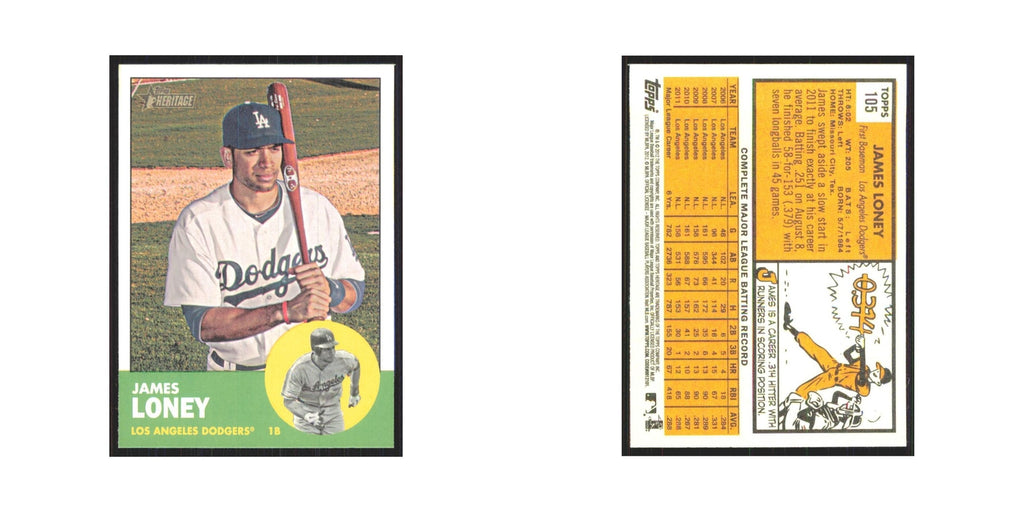 James Loney 2012 Topps Heritage #105 Los Angeles Dodgers Baseball Card NM