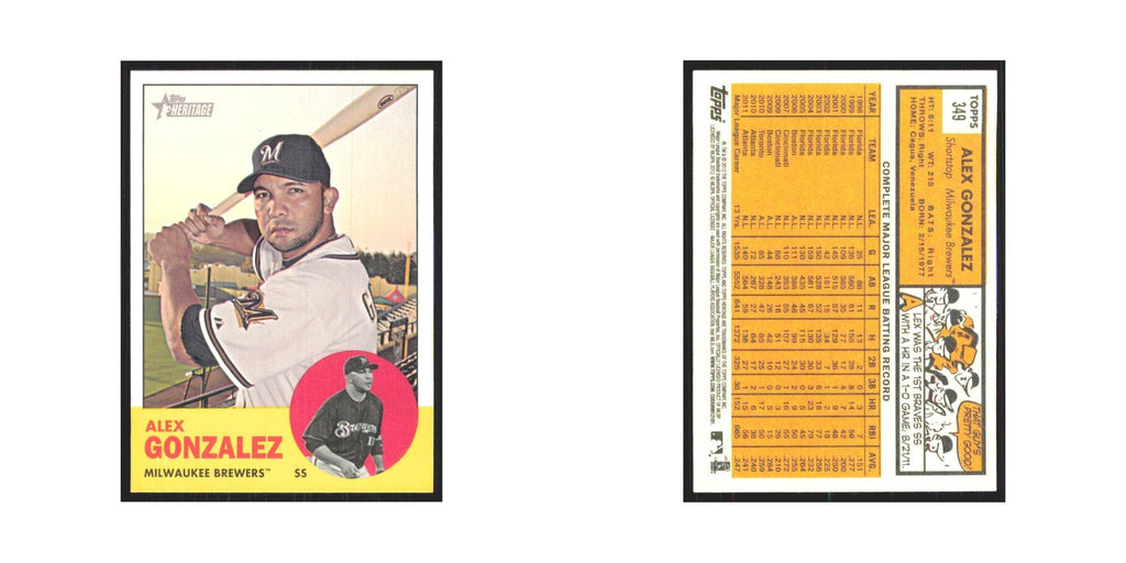 Alex Gonzalez 2012 Topps Heritage #349 Milwaukee Brewers Baseball Card NM