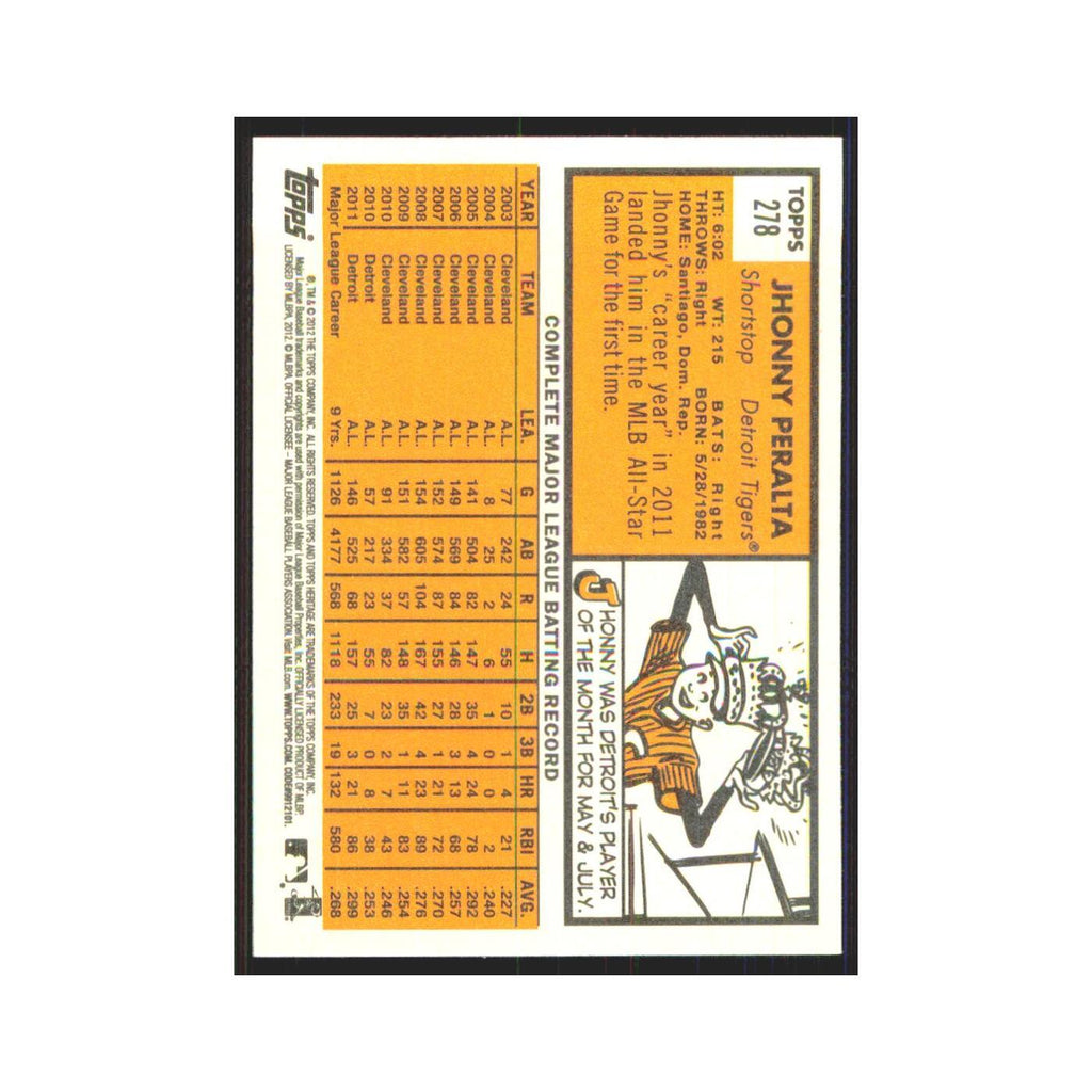 Jhonny Peralta 2012 Topps Heritage #278 Detroit Tigers Baseball Card NM