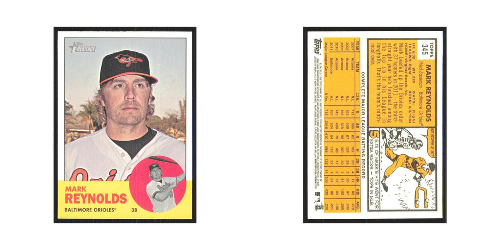 Mark Reynolds 2012 Topps Heritage #345 Baltimore Orioles Baseball Card NM