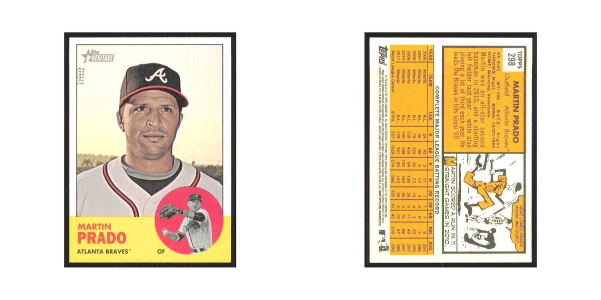 Martin Prado 2012 Topps Heritage #298 Atlanta Braves Baseball Card NM