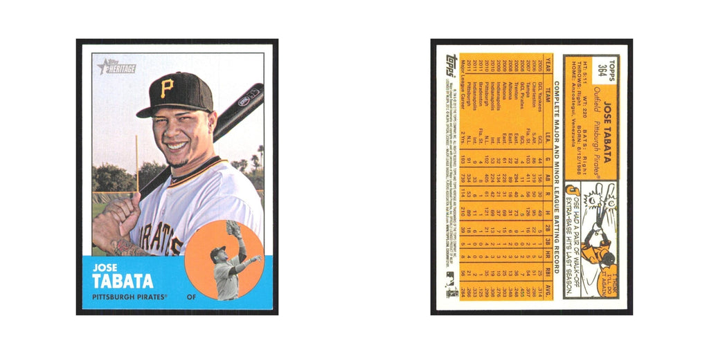 Jose Tabata 2012 Topps Heritage #364 Pittsburgh Pirates Baseball Card NM