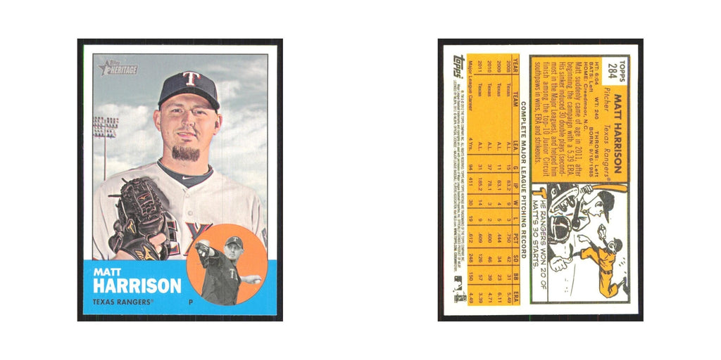 Matt Harrison 2012 Topps Heritage #284 Texas Rangers Baseball Card NM