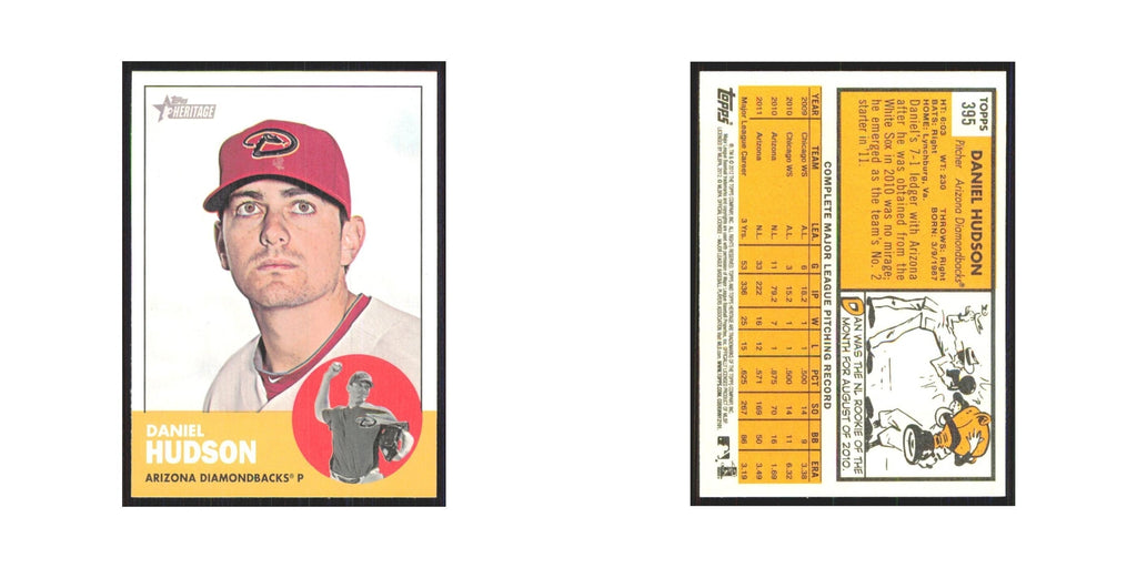 Daniel Hudson 2012 Topps Heritage #395 Arizona Diamondbacks Baseball Card NM