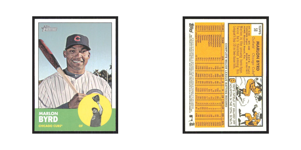 Marlon Byrd 2012 Topps Heritage #58 Chicago Cubs Baseball Card NM