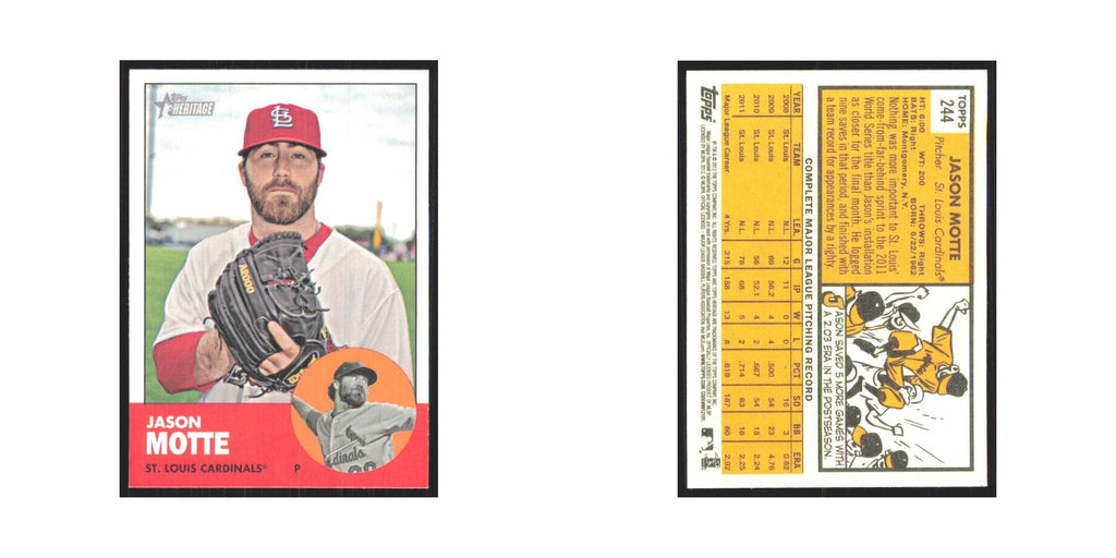 Jason Motte 2012 Topps Heritage #244 St. Louis Cardinals Baseball Card NM