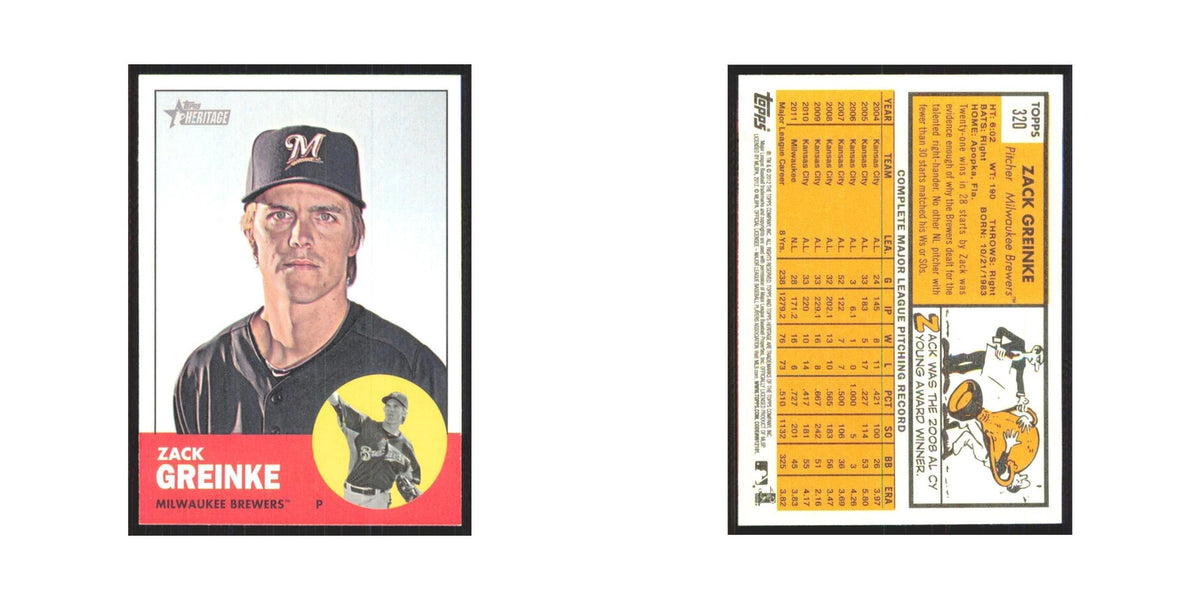 Zack Greinke 2012 Topps Heritage #320 Milwaukee Brewers Baseball Card NM