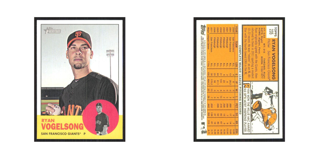 Ryan Vogelsong 2012 Topps Heritage #235 San Francisco Giants Baseball Card NM