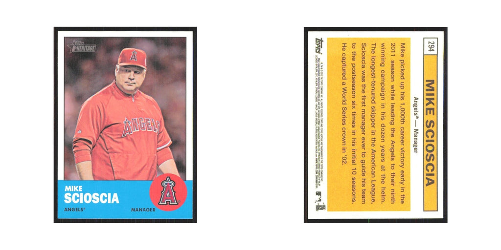 Mike Scioscia 2012 Topps Heritage #294 Los Angeles Angels Baseball Card NM