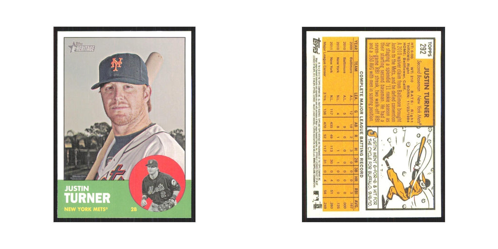 Justin Turner 2012 Topps Heritage #292 New York Mets Baseball Card NM