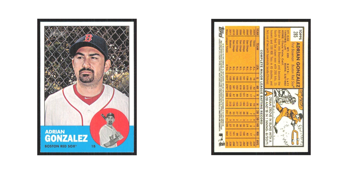Adrian Gonzalez 2012 Topps Heritage #285A Boston Red Sox Baseball Card NM