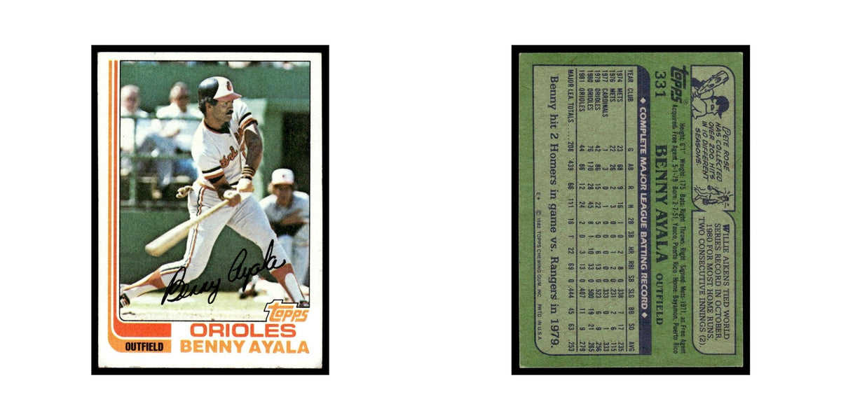 Benny Ayala 1982 Topps #331.0 Baltimore Orioles Baseball Card EX