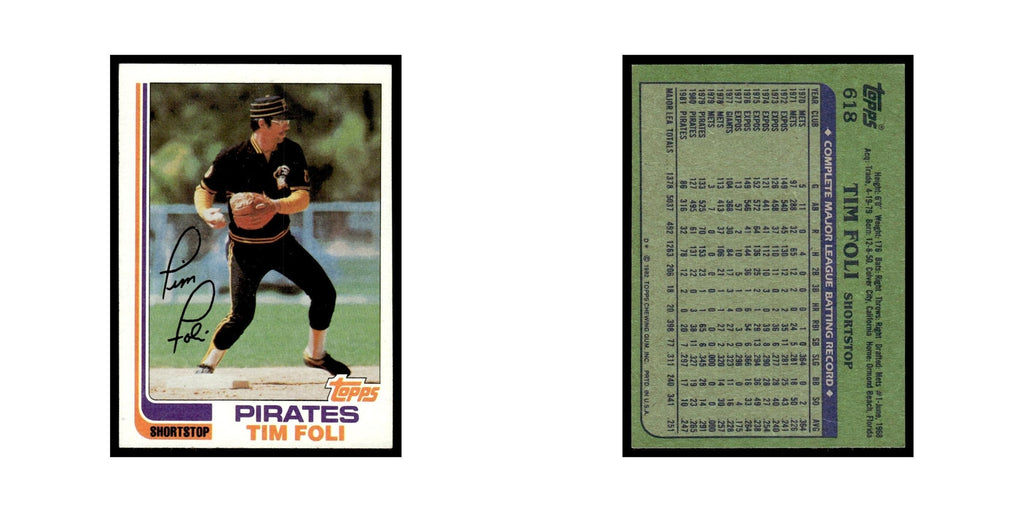 Tim Foli 1982 Topps #618.0 Pittsburgh Pirates Baseball Card EX