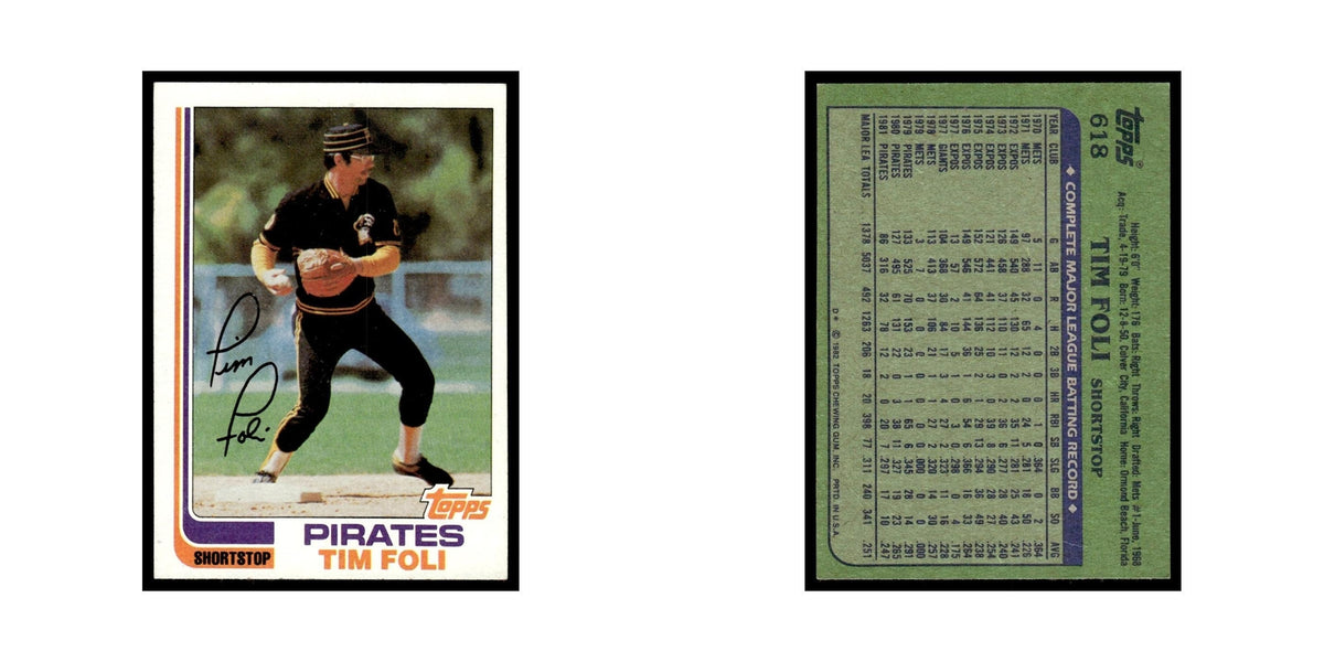 Tim Foli 1982 Topps #618.0 Pittsburgh Pirates Baseball Card EX