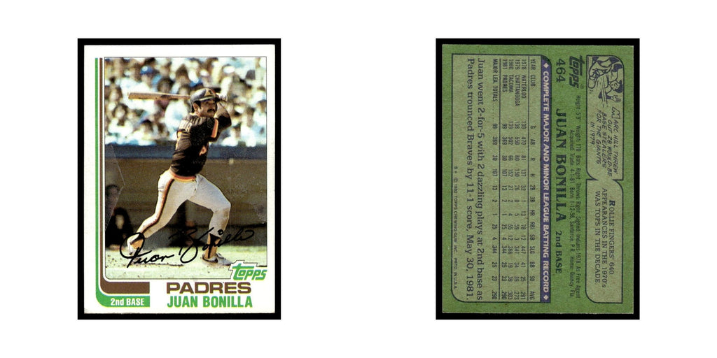 Juan Bonilla Rookie 1982 Topps #464.0 San Diego Padres Baseball Card EX