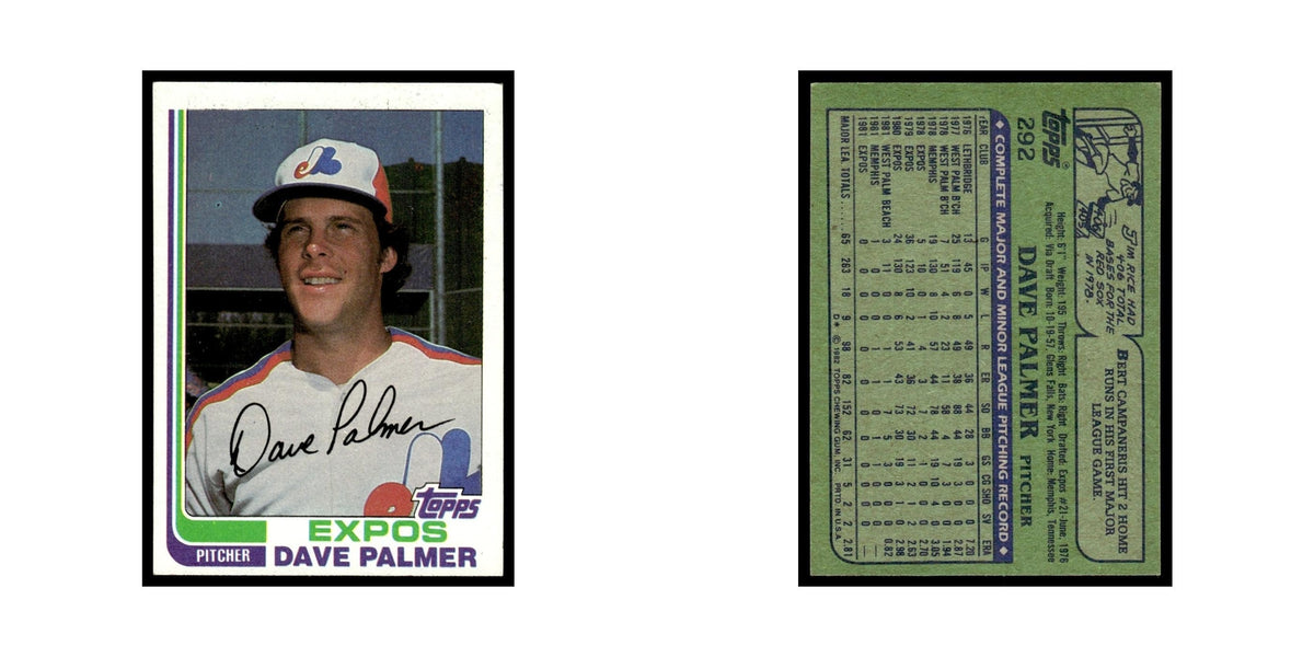 Dave Palmer 1982 Topps #292.0 Montreal Expos Baseball Card EX