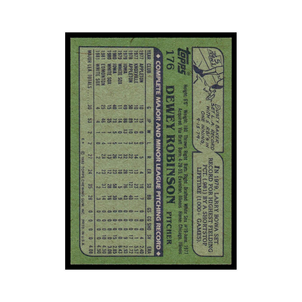 Dewey Robinson 1982 Topps #176.0 Chicago White Sox Baseball Card EX