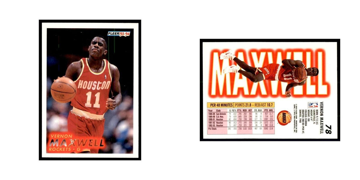 1993 Fleer. Vernon Maxwell Basketball Cards #78
