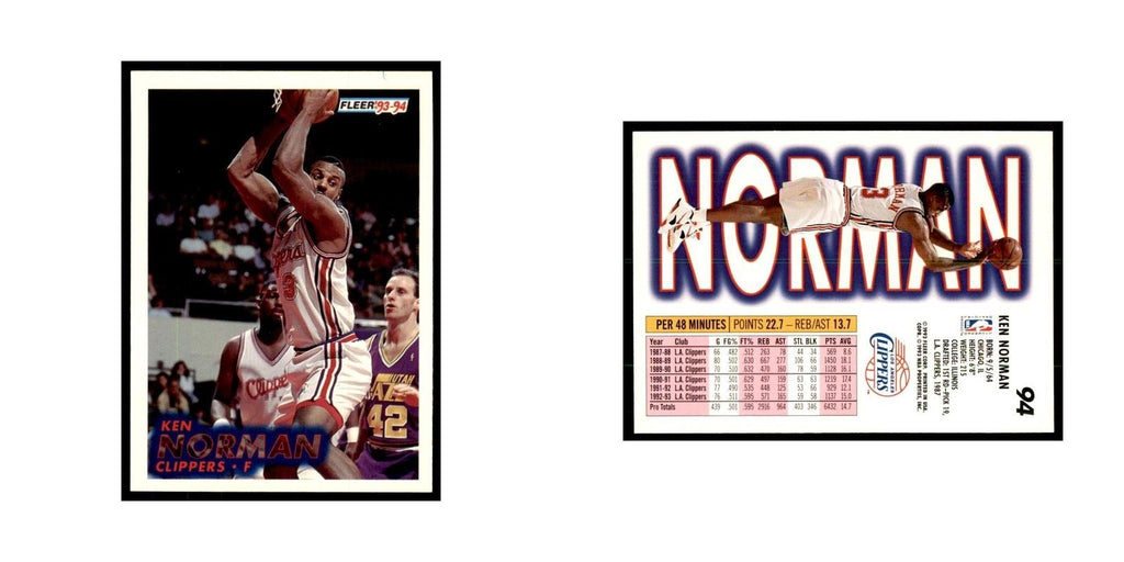 1993 Fleer. Ken Norman Basketball Cards #94