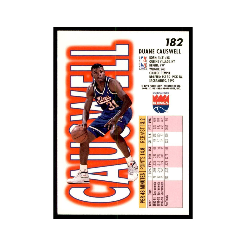 1993 Fleer. Duane Causwell Basketball Cards #182