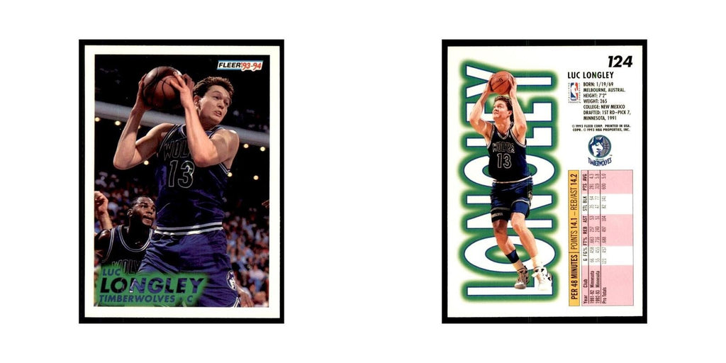 1993 Fleer. Luc Longley Basketball Cards #124