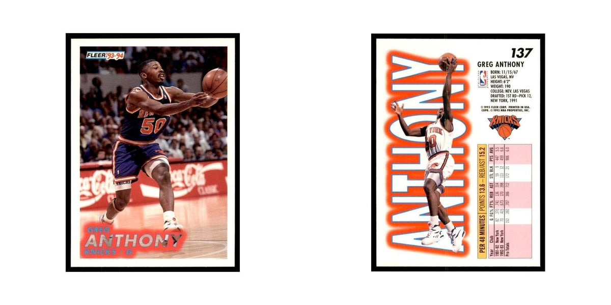1993 Fleer. Greg Anthony Basketball Cards #137