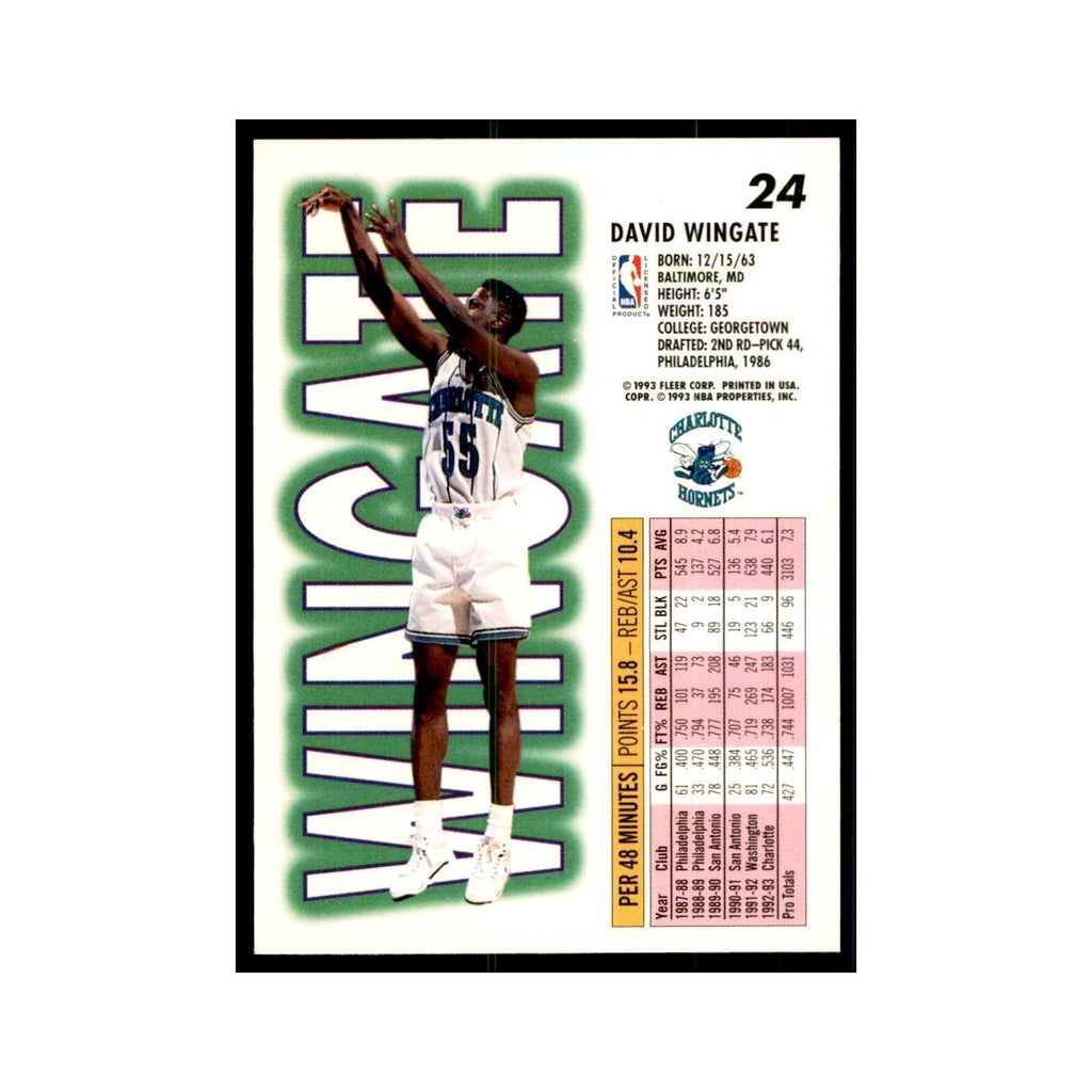 1993 Fleer. David Wingate Basketball Cards #24