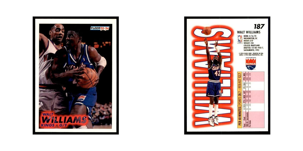 1993 Fleer. Walt Williams Basketball Cards #187
