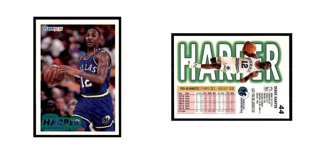 1993 Fleer. Derek Harper Basketball Cards #44