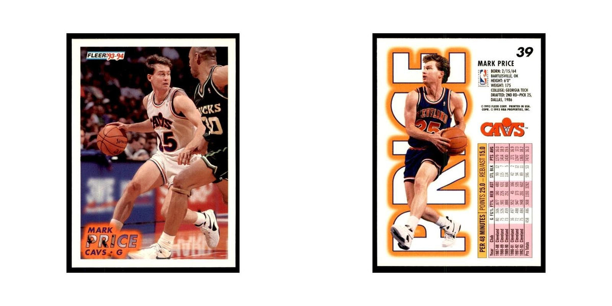 1993 Fleer. Mark Price Basketball Cards #39