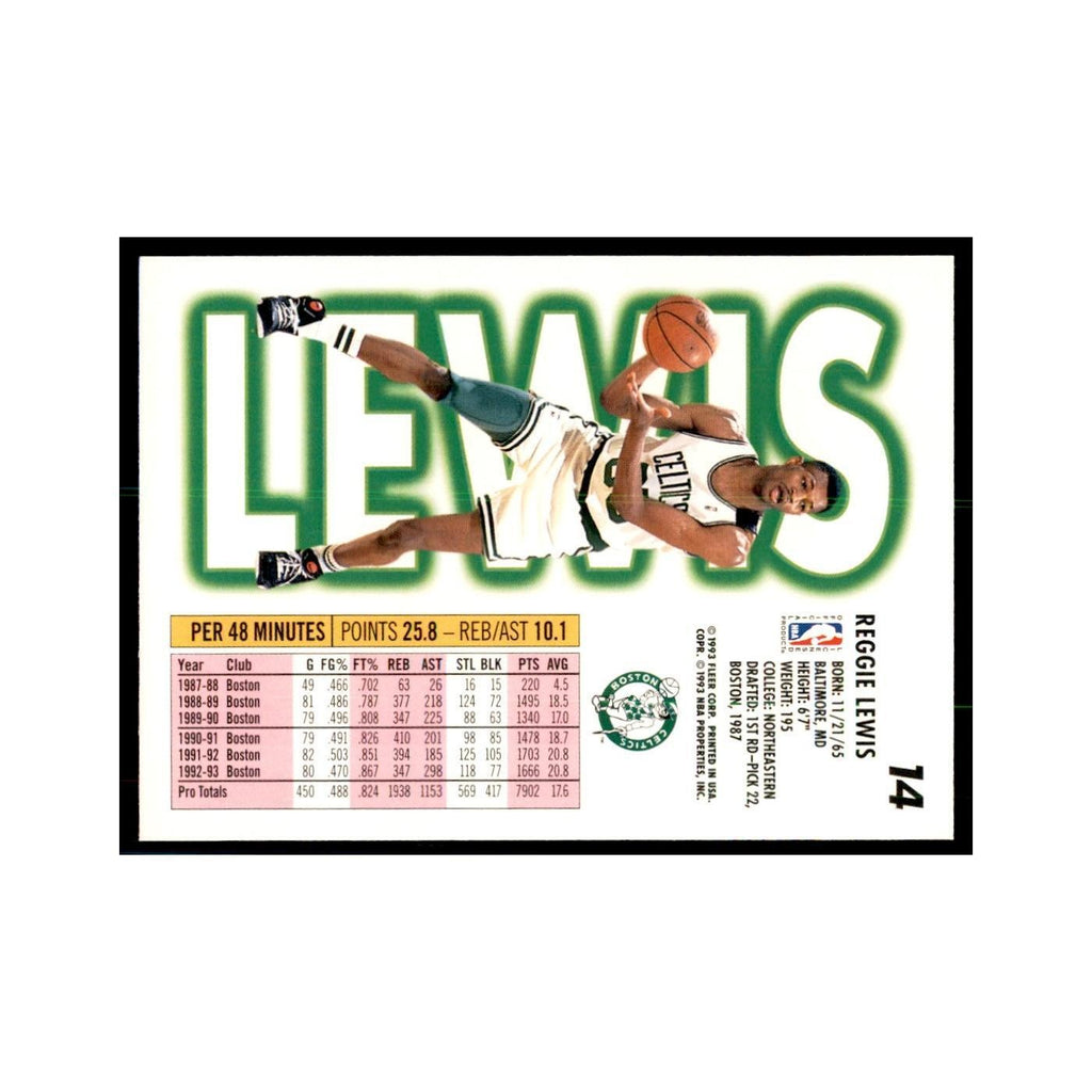 1993 Fleer. Reggie Lewis Basketball Cards #14