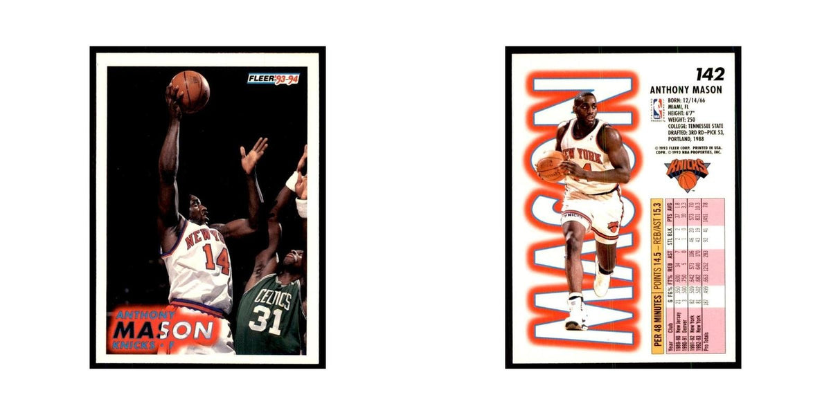 1993 Fleer. Anthony Mason Basketball Cards #142