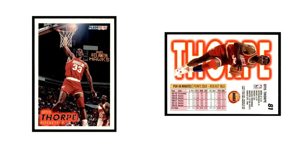 1993 Fleer. Otis Thorpe Basketball Cards #81