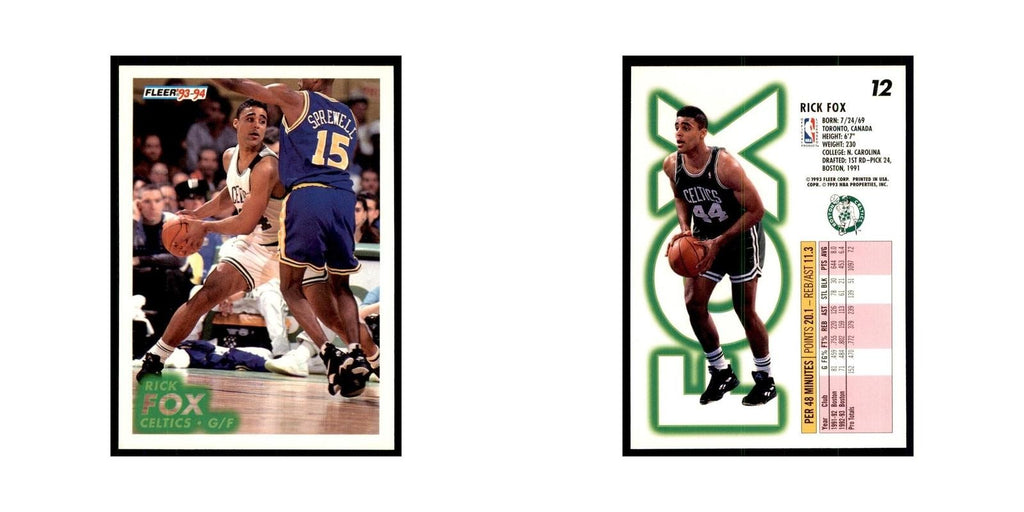 1993 Fleer. Rick Fox Basketball Cards #12