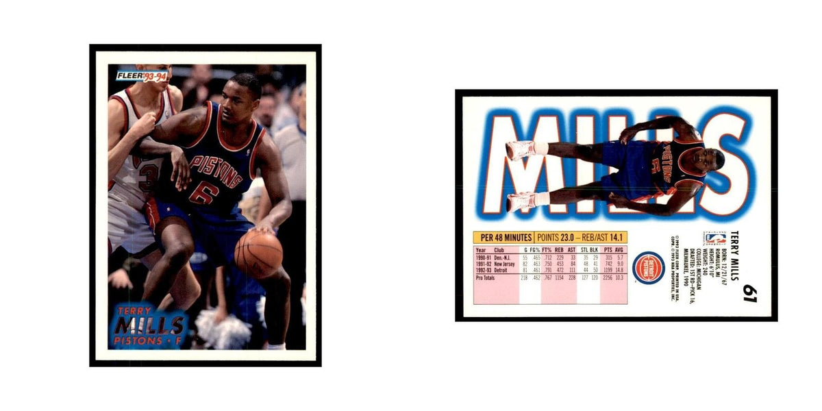 1993 Fleer. Terry Mills Basketball Cards #61
