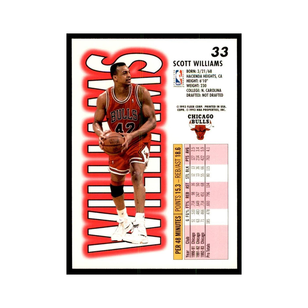 1993 Fleer. Scott Williams Basketball Cards #33
