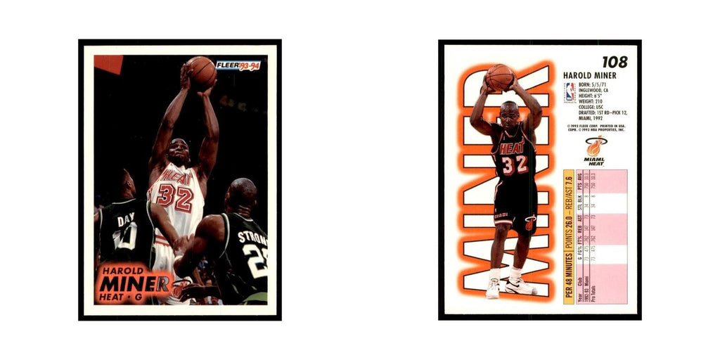 1993 Fleer. Harold Miner Basketball Cards #108