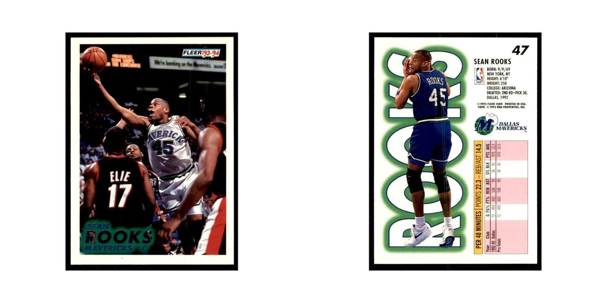 1993 Fleer. Sean Rooks Basketball Cards #47