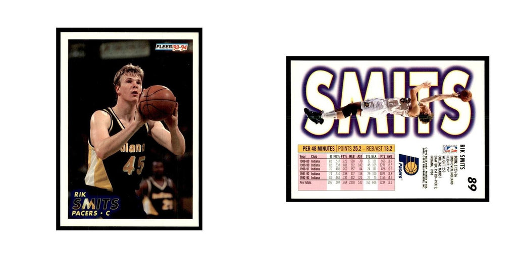 1993 Fleer. Rik Smits Basketball Cards #89