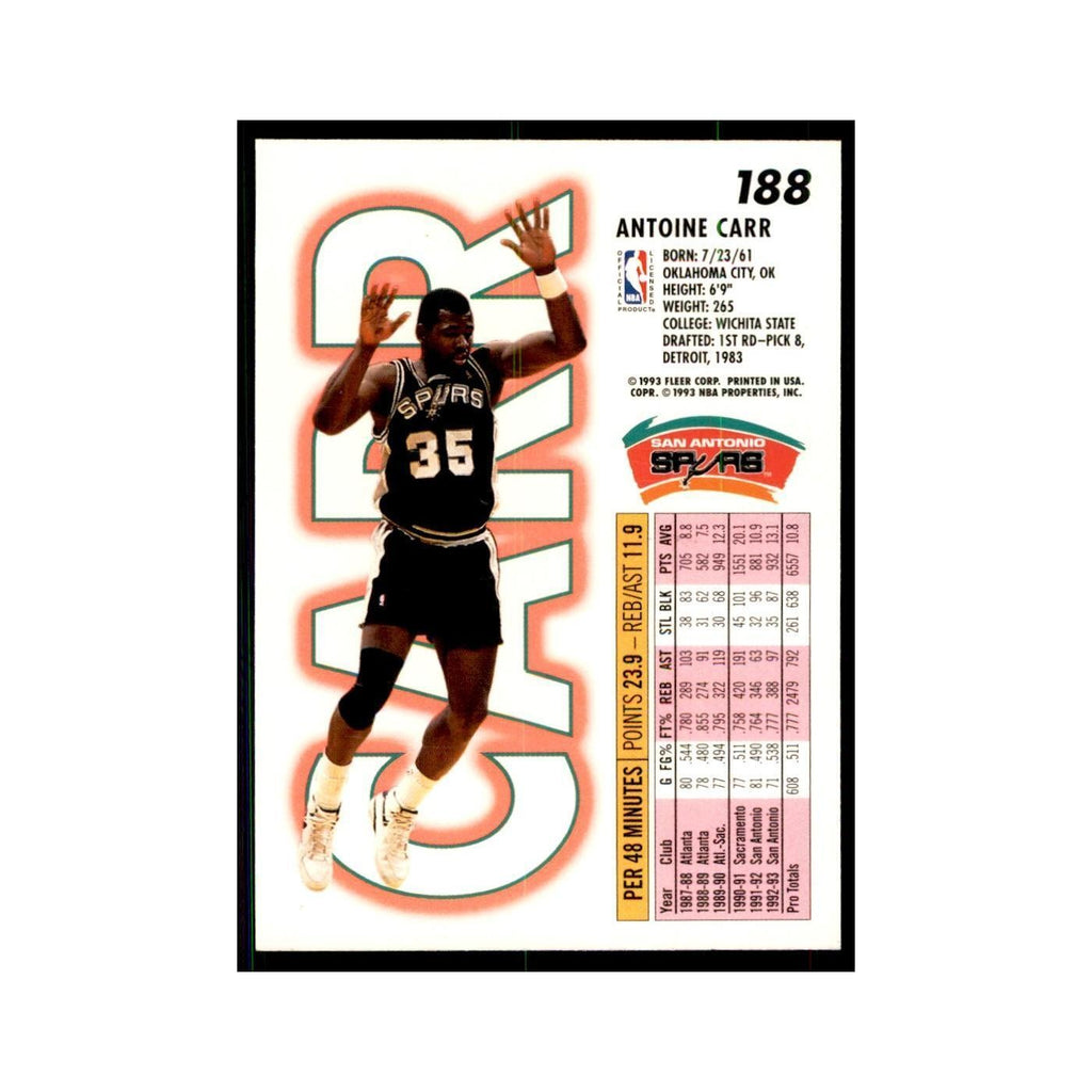 1993 Fleer. Antoine Carr Basketball Cards #188