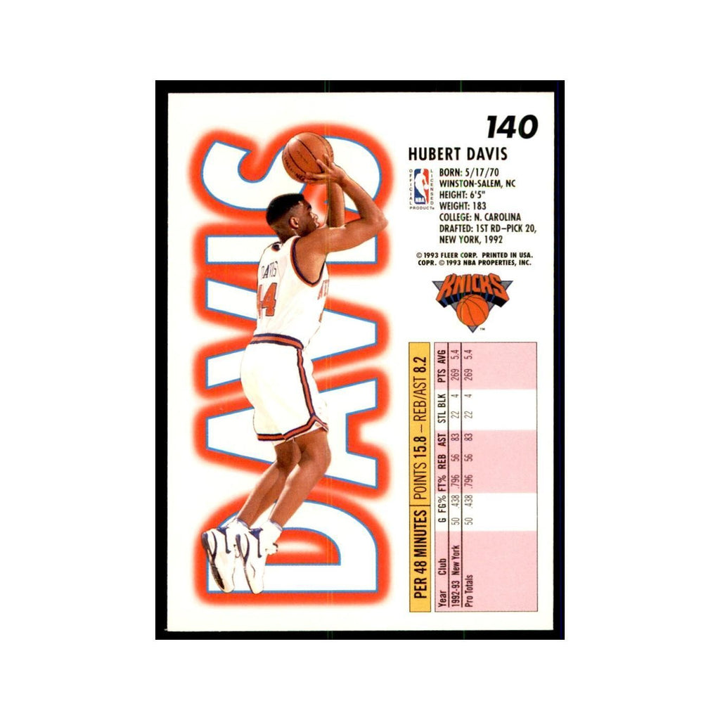 1993 Fleer. Hubert Davis Basketball Cards #140