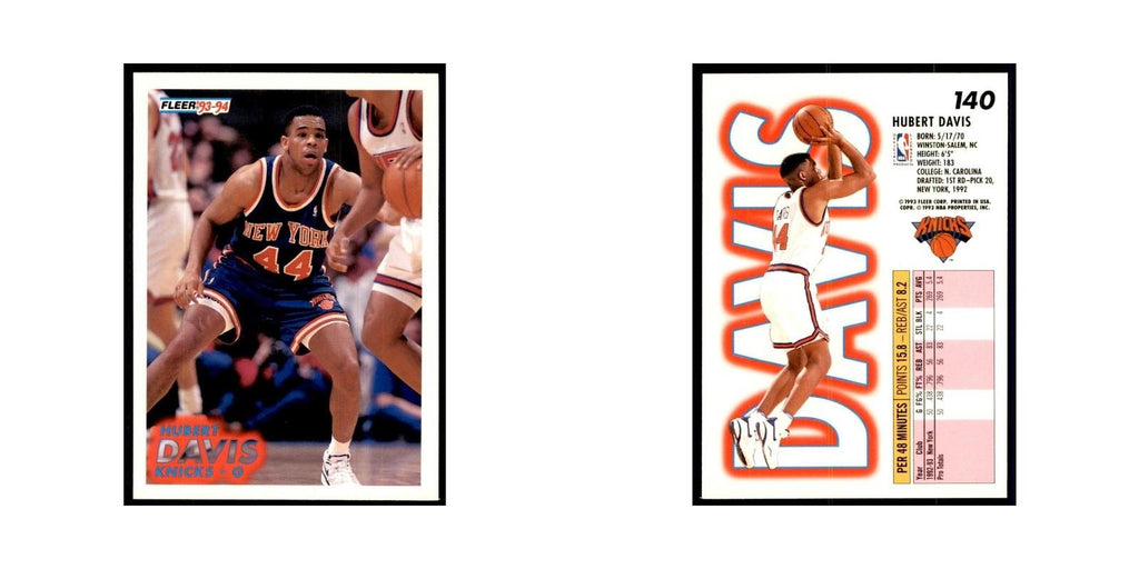 1993 Fleer. Hubert Davis Basketball Cards #140